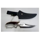Frost Cutlery "Road Warrior" Double Edged Knife With Leather Sheath Frost Cutlery "Road Warrior" Double Edged Knife With Leather Sheath