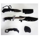 Three Knives, Includes Strider 8.5" OL In Hard Sheath, "Best Defense" 10" OL In Nylon Sheath And Cur Three Knives, Includes Strider 8.5" OL In Hard Sheath, "Best Defense" 10" OL In Nylon Sheath And Cur