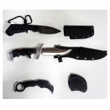 Three Knives, Includes Strider 8.5" OL In Hard Sheath, "Best Defense" 10" OL In Nylon Sheath And Cur