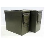 Two Metal Ammo Cans, 10"H x 6"W x 12"L Two Metal Ammo Cans, 10"H x 6"W x 12"L