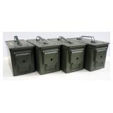 Four Metal Ammo Cans, 7.5"H x 6"W x 12"L