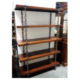 Contemporary Solid Wood And Chain Bookshelf 70.5"H x 48" W x 16" D
