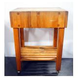 Rolling Butcher Block With Shelf 32" H x 24" W x 18" D