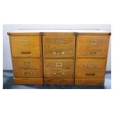 Wood 2 Drawer Filing Cabinets, Qty 3, 28" H x 16" W x 17" D