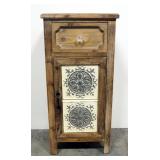 Rustic Wood Storage Cabinet With Single Drawer, 32" H x 15.5" W x 12" D