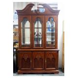 Lighted 2 Piece Solid Wood China Cabinet With 2 Glass Shelves And Storage 89" X 54" X 17"