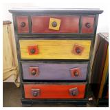 Unique Hand Painted 4 Drawer Chest Of Drawers 43" H x 30" W x 17" D