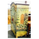 2 Door Media Cabinet With Garden Scene, 66" H x 40" W x 24" D