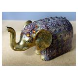 Cast Elephant Plant Stand, 18" Elephant Lamp (Powers On) And Elephant Figurine