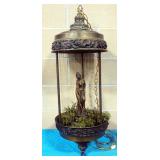 Oil Rain Lamp With Female Figurine, Approx 39" Tall
