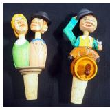 Vintage Mechanical Wood Bottle Stoppers Qty 2, Made In Italy