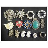 Costume Jewelry, Includes Pins And Pendants