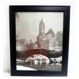 Black And White Print Of 1961 New York City Central Park, Framed, 19.5"x23.5"