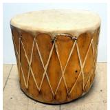 Wood Drum With Rawhide Top And Bottom, 22" H x Approx 24" Diameter