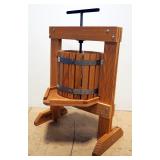 Wood Wine Press Built From Kit, Oak Drum With Stainless Screws And Bands, Includes Pressing Bags