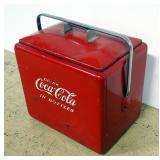 Vintage Metal Coca-Cola Insulated Ice Chest/ Cooler, With Attached Bottle Opener, 17" H x 18" W x 13
