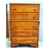 Wood 5-Drawer Chest Of Drawers, 1 Drawer With Maple Leaf Design On Front, 47" H x 32" W x 19" D