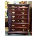 Bassett Furniture Cherry 6-Drawer Chest Of Drawers With Brass Pulls, Dovetail Construction, 58" T x 