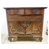 ABC Furniture Company Antique Wood Buffet With 3 Drawers And Lower Cabinet, Serpentine Front Top, Mi