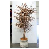 Faux Cherry Blossom Tree In Wicker Basket, Approx 6