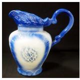 Ceramic Blue And White Bowl And Pitcher With Floral Design