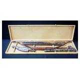 African Inspired Bow And Arrow, Spear, Hatchet And Knife Set, In Case