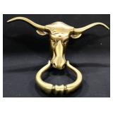 Two Brass Door Knockers, 1 Of Longhorn Steer And Other Of Fox