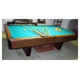 Slate Top Pool Table 30.5" X 56" X 101 ,Billiard Balls And Set Of 6 Pool Sticks