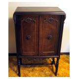 Antique Solid Wood Radio Cabinet, 40" x 25" x 13"