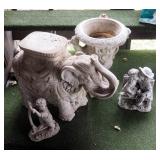 Concrete Elephant Plant Stand, Pedestal Yard Ornament, And More