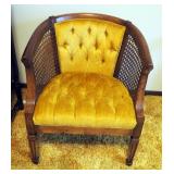 Solid Wood Barrel Chair With Upholstered Seat, 30" Tall