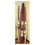 Vintage Kimball Molded Fiberglass Water Skis, Qty 2 And Ted Williams Slalom Ski