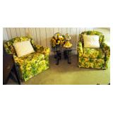 Vintage Schweiger Matching Upholstered Side Chairs, Qty 2 Including Throw Pillows