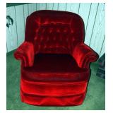 Vintage Pontiac Velvet Like Upholstered Rocking Swivel Chair, 32" x 33" x 30"