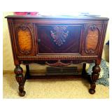 Antique Solid Wood Mini Buffet With Adorned Front, 35" x 34" x 17.5
