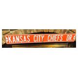 Metal Kansas City Chiefs Drive Road Sign, 6" x 44"