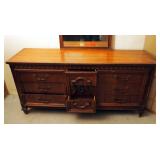 Bassett Solid Wood, 9 Drawer Dresser With Mirror, 80" x 66" x 19"