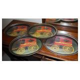 Vintage Atlantic And Pacific Tea Company Metal 14.5" Serving Trays, Qty 5