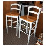 Wood, Slat Back, Bar Stools, Qty 2, Chair Height 41" Seat Height 30", Qty 2