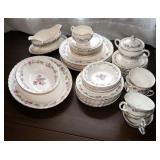 Pope Gosser China, Pattern Largo, 6 Place Setting China Set, Including Plates, Saucers, Creamer, Sug