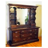 2 Piece Ethan Allen Solid Wood 8 Drawer Dresser With Mirror, 78.5" x 66" x 21"
