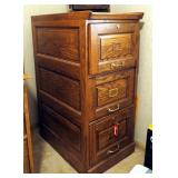 Oak Crest Solid Oak 3 Drawer File Cabinet With Key, 42" x 29" x 29"