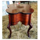 Antique Scalloped Occasion Table With Cabriole Legs, 19" x 16" x 16"