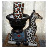 Contemporary Palm Styled Cabinet, 17" x 14.5" x 11", 12" Plant Stand, 32" Plant Stand And Giraffe Pl