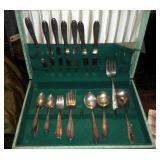 National Silver Company, Monark Plate, Flateware Set including Forks, Knives, Spoons And Serving Pie