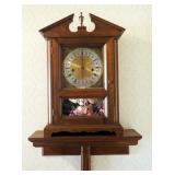 Hand Made Battery Operated Mantle Clock, 20" x 13" x 6" Includes Wall Shelf