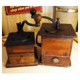 Antique Wood Coffee Grinders, Qty 2