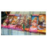 Barbie Dolls In Original Boxes, Qty 6 Including Olympic Gymnast, Tennessee University, Holiday Surpr