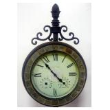 Street Post Clock, 80" High, Weighted Steel Base, Humidity And Temperature Gauges