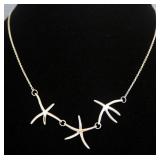 Tiffany & Co Elsa Peretti Sterling Silver 3 Starfish Design Necklace